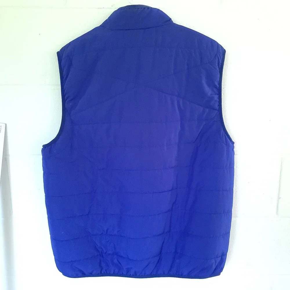 Chaps Quilted Puffer Zip-Up Vest Jacket Men's LG Sleeveless Blue Mock Neck